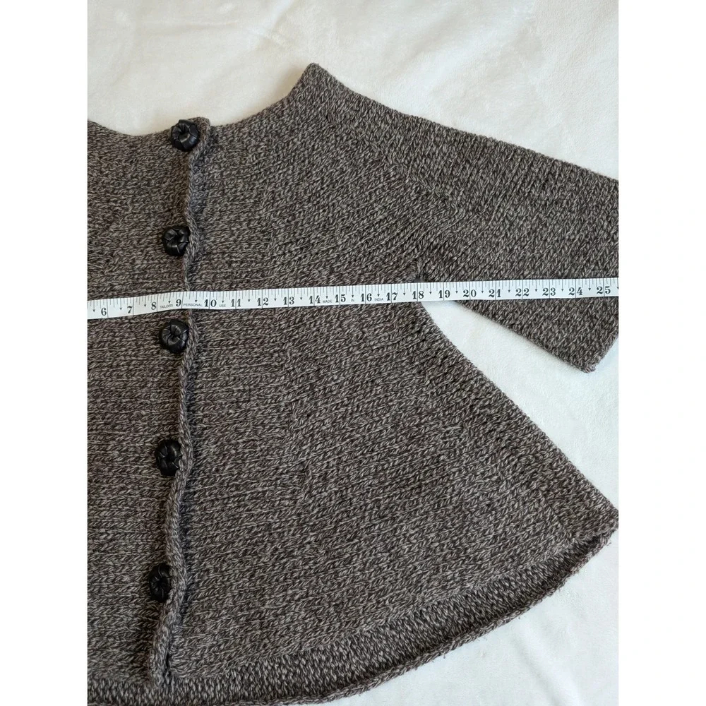 Manoush Knit Cardigan Sweater Pockets Button Front Brown Wool Blend Small‎